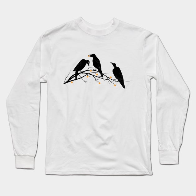 Black ravens minimalist pattern Long Sleeve T-Shirt by in_pictures